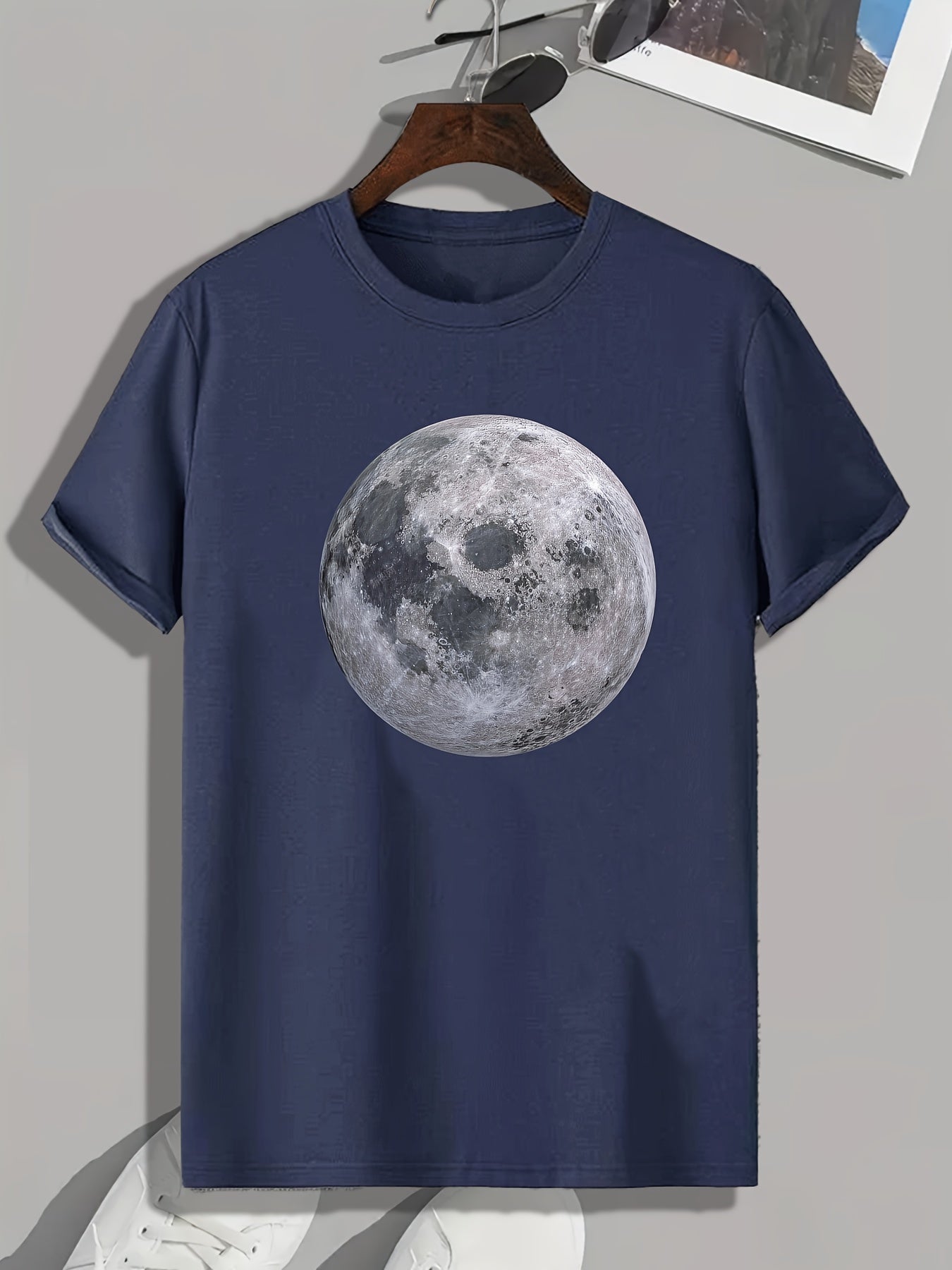 Moon Print Men's Graphic T shirt for Summer