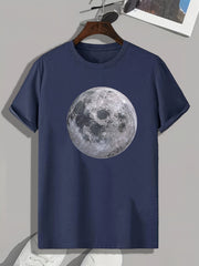 Moon Print Men's Graphic T shirt for Summer