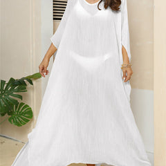 V Neck Sheer Cover Up Dress Loose Fit Beachwear