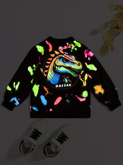 Boys Dinosaur Print Windbreaker Jacket Zip Up Kids Clothing