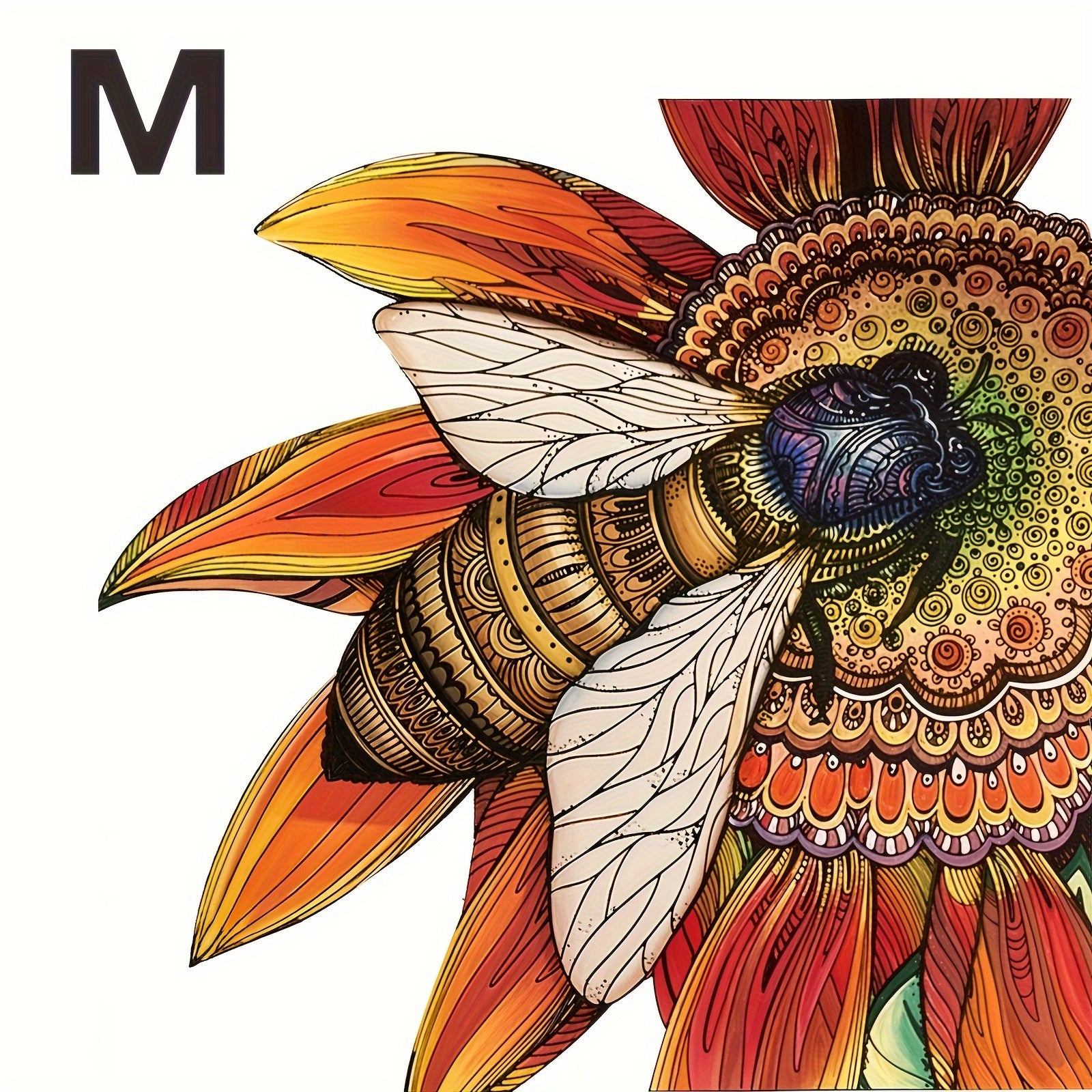 Sunflower & Bee Wooden Puzzle - Handcrafted Unique Irregular Animal Shape