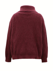 Solid Jacquard High Neck Jumper