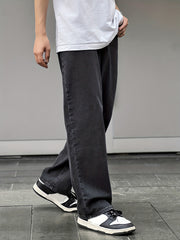 Men's Loose Fit Distressed Jeans Wide Leg Pants