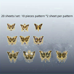 20 Sheets Creative Laser Craft PET Butterfly Stickers