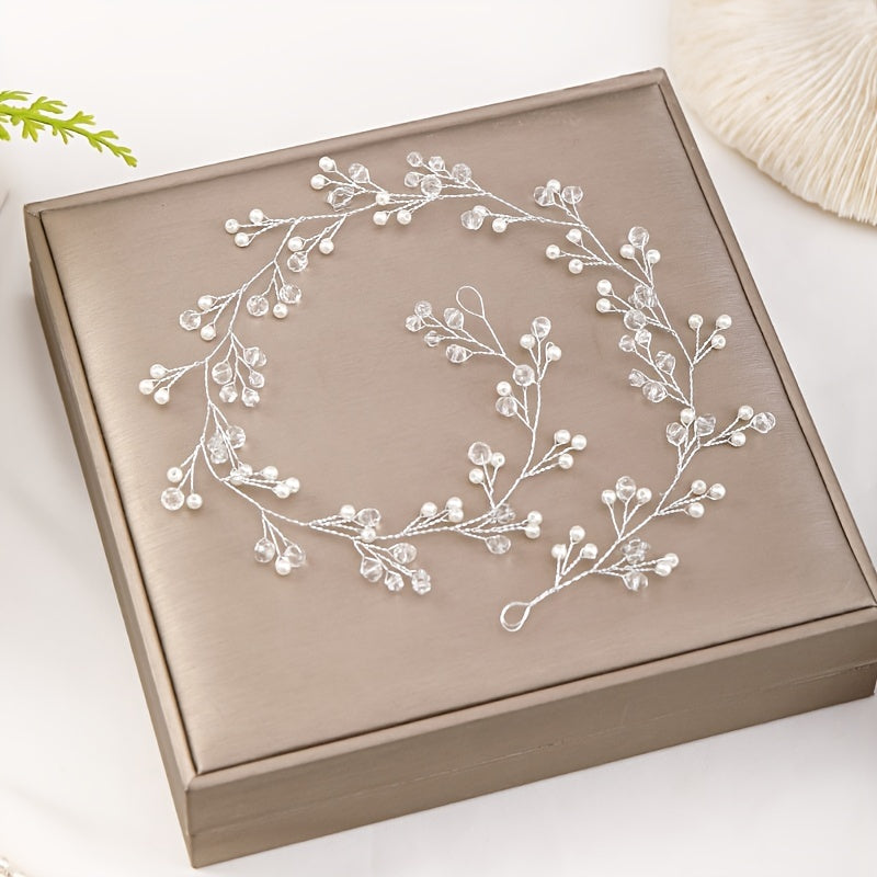 Bridal Hairband Pearl Crystal Beaded Hair Accessories Wedding