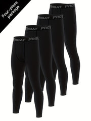 Men's Solid Leggings Active Quick Dry Compression Pants For Outdoor Running