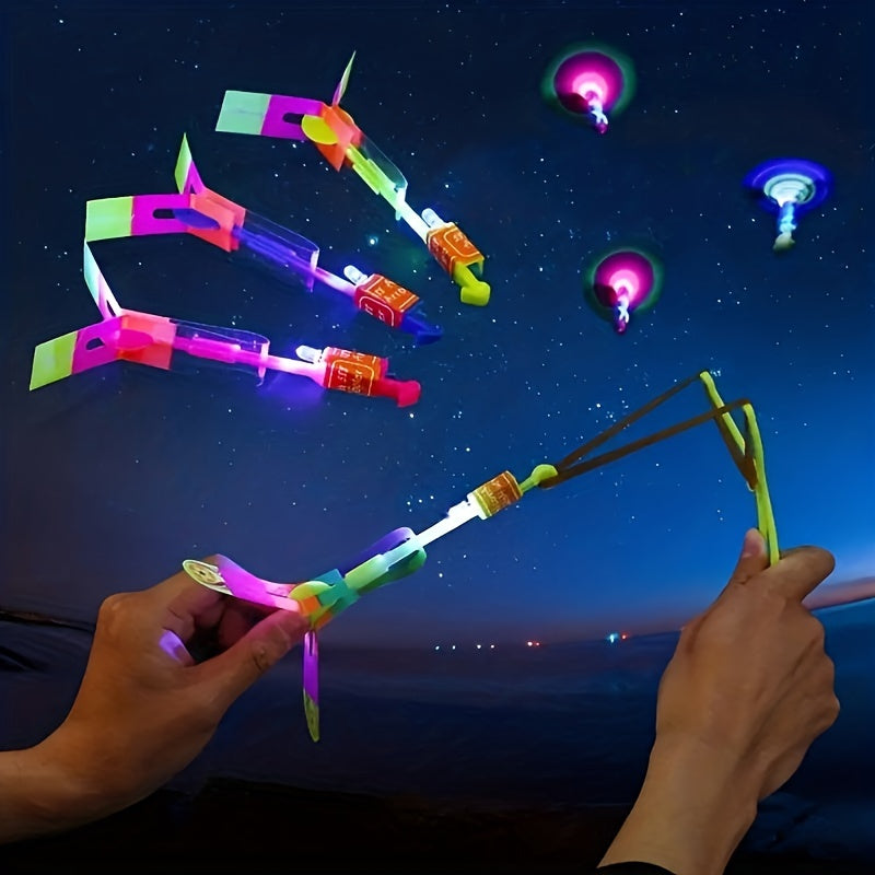 Magic LED Lights Arrow Flying Toys Elastic Slingshot