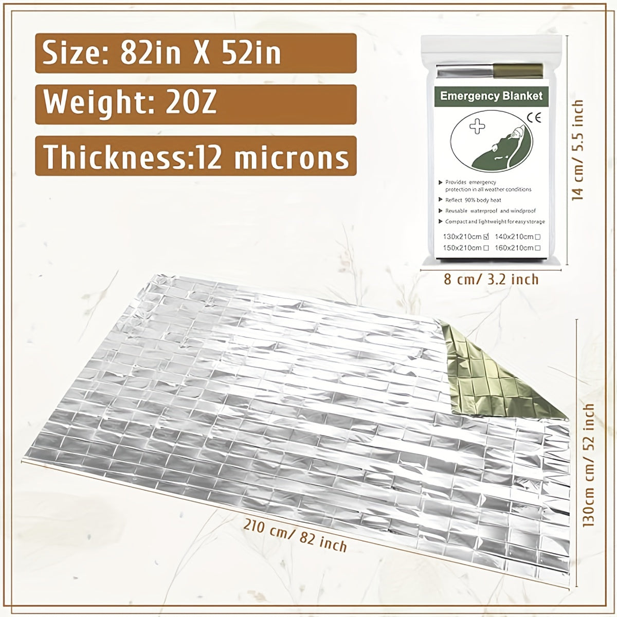 Waterproof First Aid Blanket for Outdoor Survival Camping