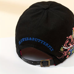 Men's Butterfly Embroidered Peaked Cap Baseball Cap Adjustable Hat