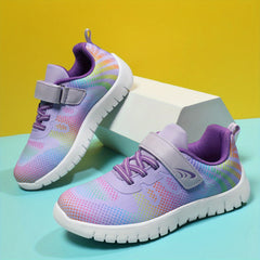 Girl's Knit Breathable Running Shoes Soft Sole Sneakers For Outdoor Jogging