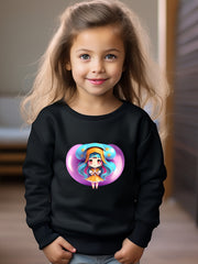 Cartoon Girl Print Long Sleeve Sweatshirt for Girls Boys
