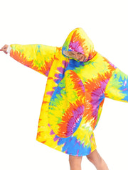 Women's Plus Spiral Tie Dye Oversized Hooded Fleece TV Blanket