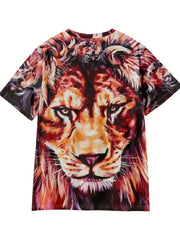Boy's Lion Graphic T shirt Casual Breathable Tee For Summer