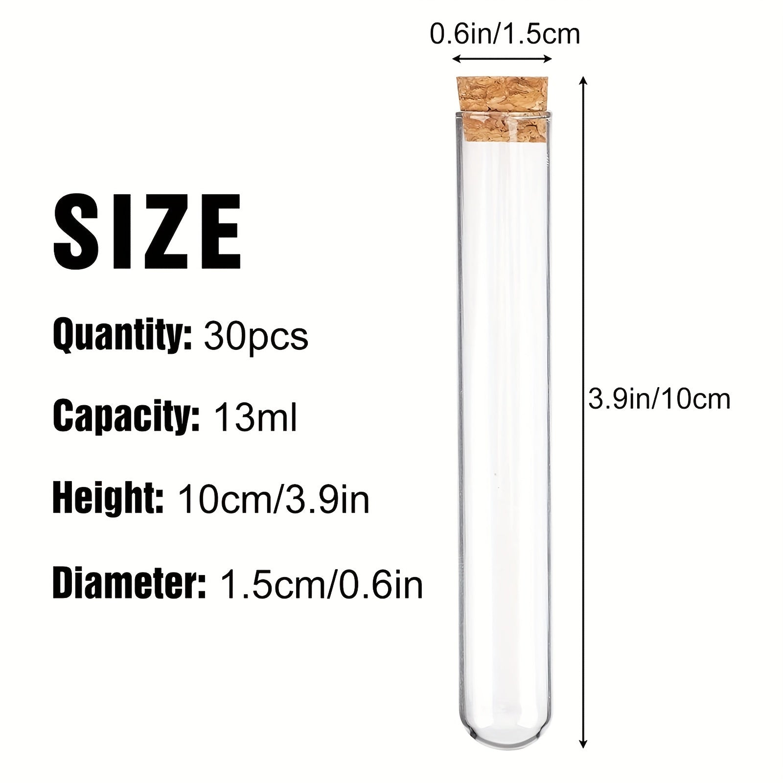 12pcs 13ml Glass Test Tubes With Cork Stoppers