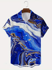 Abstract Print Men's Casual Short Sleeve Shirt for Summer Vacation