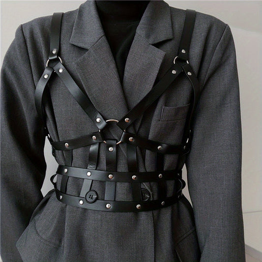 Punk Rivet Caged Bra Harness PU Leather Body Harness