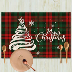 Christmas Santa Claus Mat Non Slip Heat Resistant Kitchen Table Cotton Linen Mat