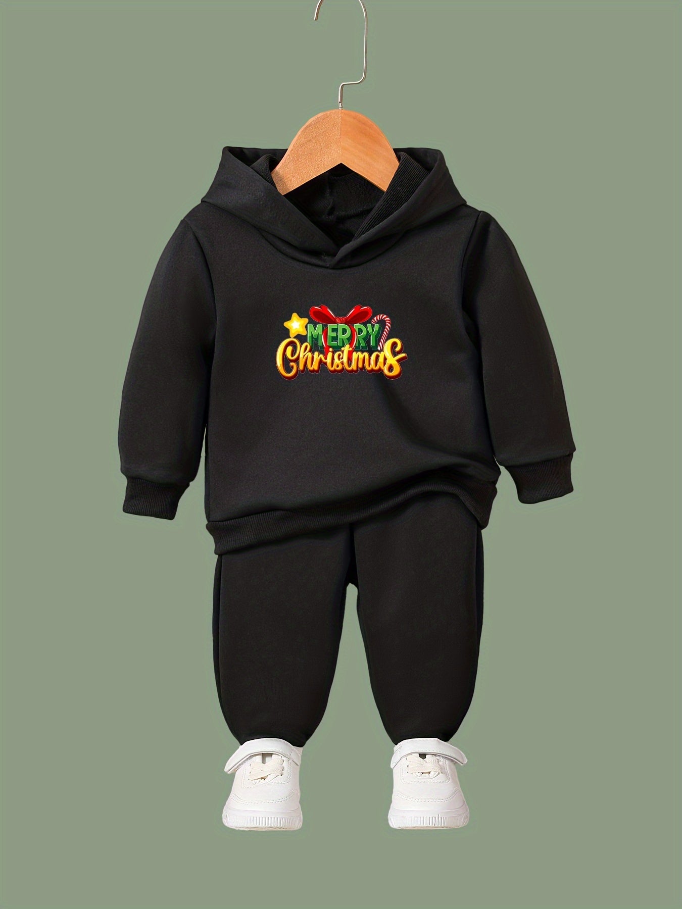 MERRY CHRISTMAS Print Hoodies Pants Set For Kids Spring Fall Sports Gift