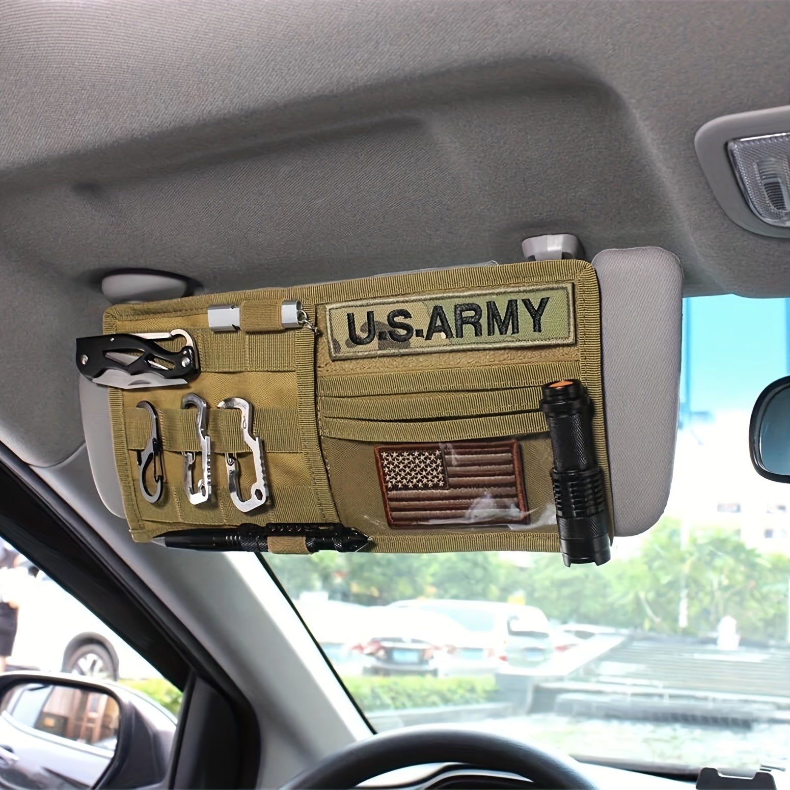 Tactical Car Sun Visor Organizer Glasses Tickets Document Phone