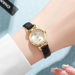 6pcs PU Leather Strap Circular Dial Quartz Watch for Men and Women
