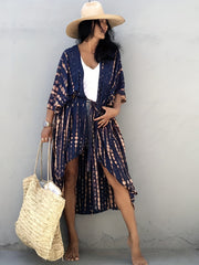 Summer Tie Kimono 3/4 Sleeves All Over Print