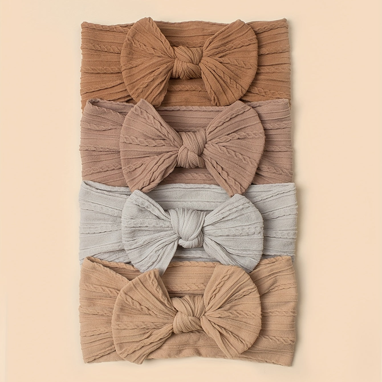 4pcs Jacquard Bow Wide Brim Headband for Infant Toddler Baby