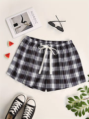 Women's Plus Plaid Print Stretch Pajama Shorts