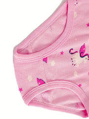 Girls Cartoon Animals & Flowers Graphic Shortie Brief Cotton Underwear Set