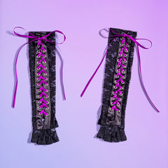 Nightclub Lace Strap Gloves Long Ribbon Knot