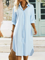Casual Dress Women's Polo Neck Shirt Dress