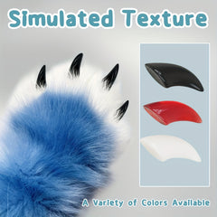 8pcs Fluffy Fur Cat Claw Nail DIY Set - Animal Role Play Accessories