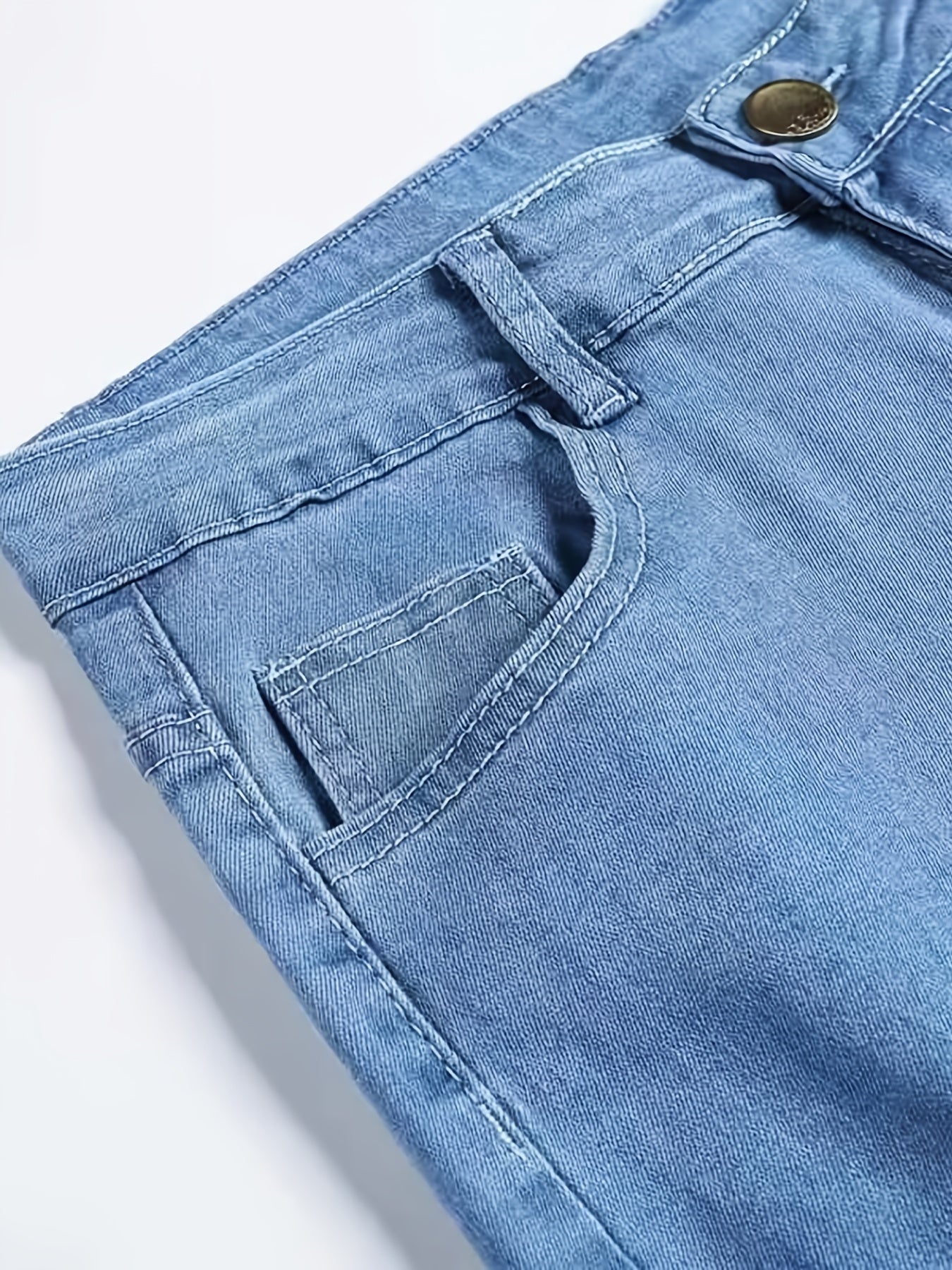 Men's Distressed Cotton Jeans Slim Fit Street Style Denim Pants