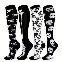 Skull Pattern Calf Socks Halloween Knee High Stockings