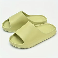 Women's Solid Pillow Slides Open Toe Soft Sole Non-slip Thick Bottom