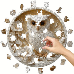 Challenging Owl Embossed Wooden Puzzle - Unique Animal Shape