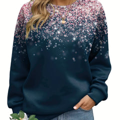 Gradient Print Pullover Sweatshirt Women's Casual Crew Neck Sweatshirt