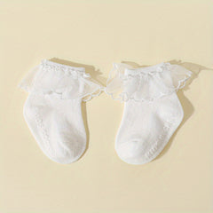 Soft Breathable Princess Socks for Infant Girls Lace Trim Ankle