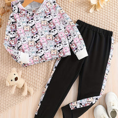 Toddler Girl's Cartoon Animals Hoodie & Sweatpants Set
