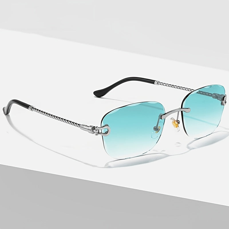 Square Frameless Sunglasses UV400 Retro Vintage Style