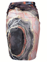 Marble Pattern Wrap Cover Up Skirt