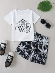 2pcs Boys Teen Casual T-shirt & Shorts Set for Summer