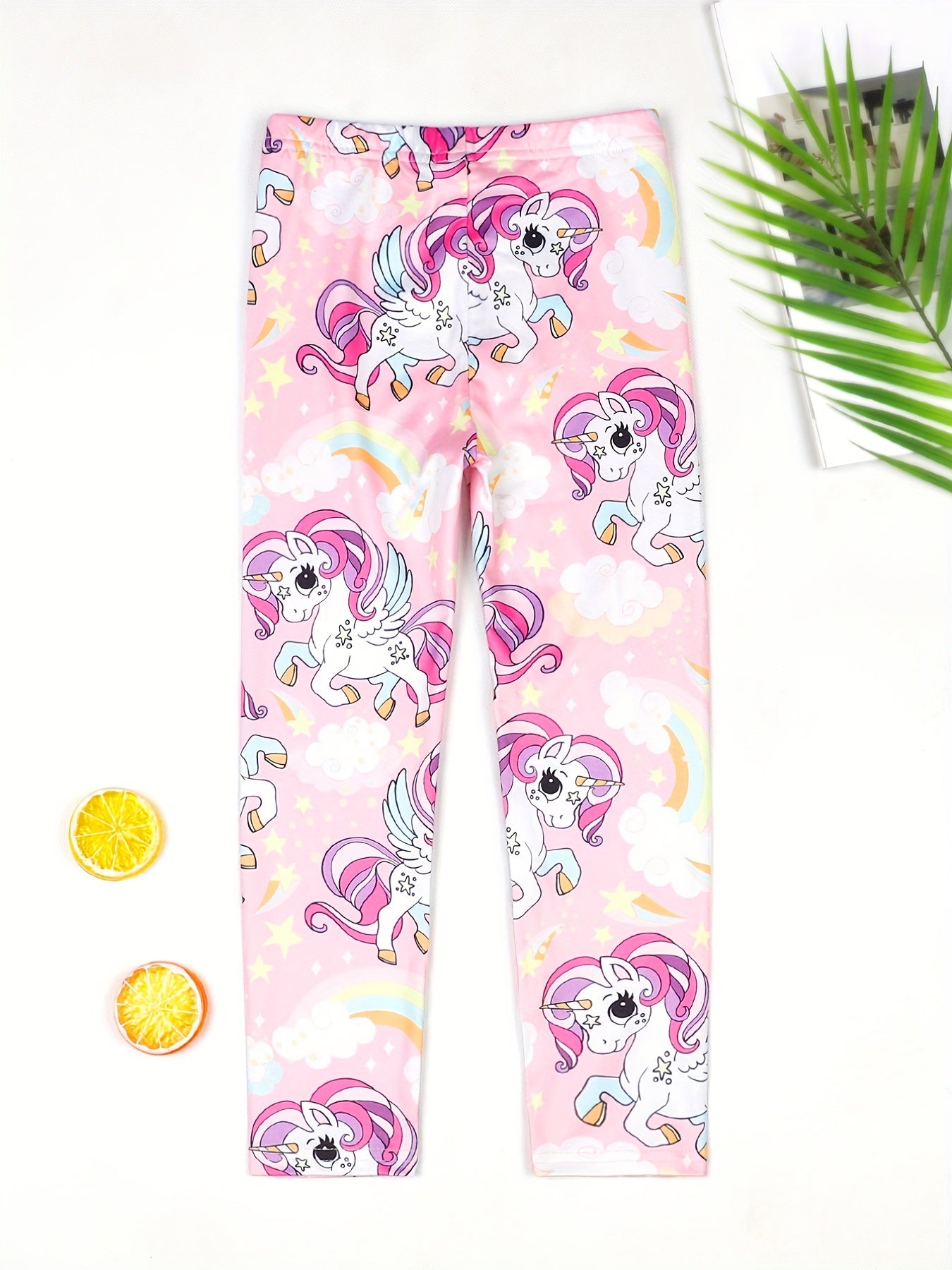 Toddler Girls Unicorn & Rainbow Legging Pants Stretchy Slim Fit