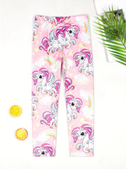 Toddler Girls Unicorn & Rainbow Legging Pants Stretchy Slim Fit