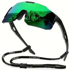 Men's Polarized Square Sunglasses Green Lens UV 400 Protection