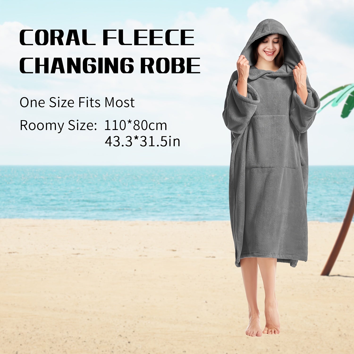 Mutao Surf Poncho Changing Robe Unisex Hooded Bathrobe Soft Swimming Poncho