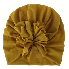 Baby Knitted Hat With Pleated Flower - All