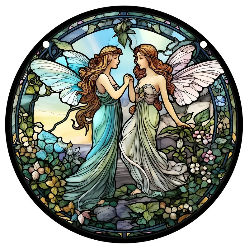 Acrylic Fairy Stained Window Hanging Decoration 3D Pattern Painted Panel