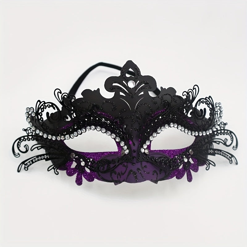 Purple Painted Hollow Out Mask Christmas Halloween Thanksgiving Gift