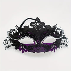 Purple Painted Hollow Out Mask Christmas Halloween Thanksgiving Gift