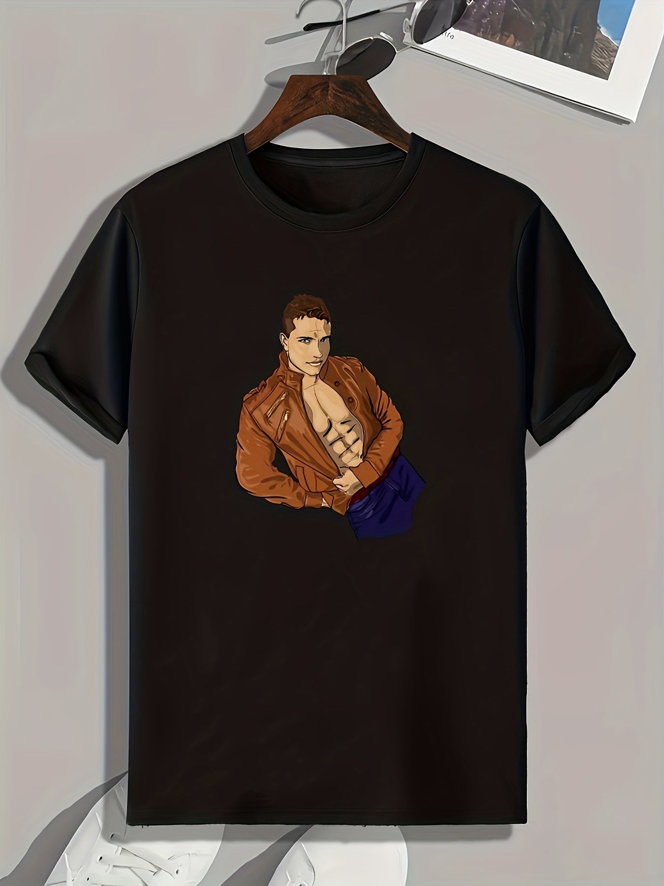 Portrait Pattern Print Men's Sports T-Shirt